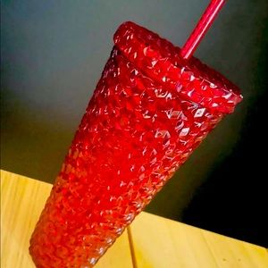 Red Studded Straw Tumbler, it is
26 oz. so much more beautiful in person!